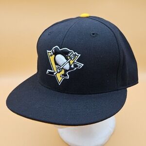 Pittsburgh Penguins Hat Cap Mitchell & Ness Fitted Size 7 1/4 NHL Hockey Black